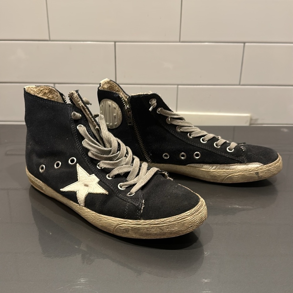 GOLDEN GOOSE Navy blue Francy sneaker 39 skateboard high top zip 9 - Picture 5 of 9